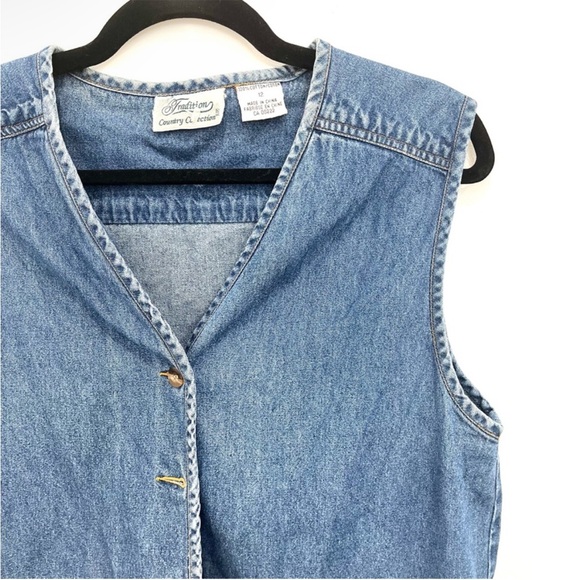 VINTAGE 100% COTTON Women's Blue Denim Vest - Picture 3 of 6